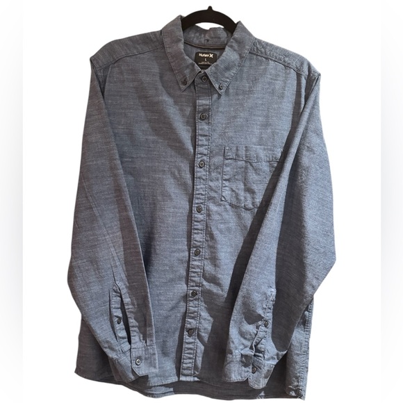 2 Men's CLASSIC OXFORD SHIRTS Hurley & GAP, Denim Blue and Coral. Both size L - Picture 3 of 15